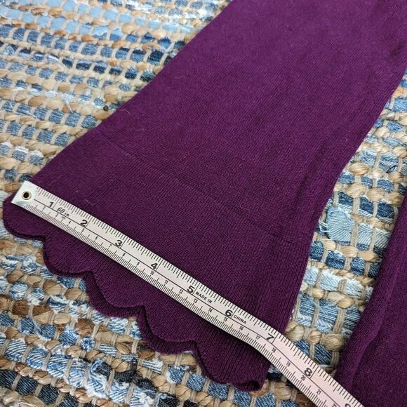 Isaac Mizrahi Women's S Scalloped Bell Sleeve Turtleneck Sweater Purple Pullover - Picture 10 of 10